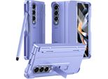 Custodia Per Samsung Galaxy Z Fold 3 5G Cover Rigida Antiurto Con Penna, Protezione Cerniera E Protezione Schermo Viola