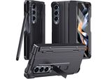 Custodia Per Samsung Galaxy Z Fold 3 5G Cover Rigida Antiurto Con Penna, Protezione Cerniera E Protezione Schermo Nero