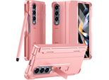 Custodia Per Samsung Galaxy Z Fold 3 5G Cover Rigida Antiurto Con Penna, Protezione Cerniera E Protezione Schermo Rosa
