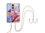 Custodia Con Cinturino Per Oppo A17, Bumper In Tpu A Fantasia, Custodia Protettiva Con Cinturino Regolabile Rose Gold