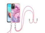 Custodia Con Cinturino Per Xiaomi Redmi 10, Paraurti In Tpu A Fantasia, Custodia Protettiva Con Cinturino Regolabile Rosa
