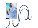 Custodia Con Cinturino Per Xiaomi Redmi 10, Bumper In Tpu A Fantasia, Custodia Protettiva Con Cinturino Regolabile Blu