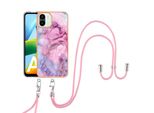 Custodia Con Cinturino Per Xiaomi Redmi A1, Paraurti In Tpu A Fantasia, Custodia Protettiva Con Cinturino Regolabile Rosa