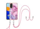 Custodia Con Cinturino Per Xiaomi Redmi Note 11S / Note 11 4G, Paraurti In Tpu A Fantasia, Custodia Protettiva Con Cinturino Regolabile Rosa