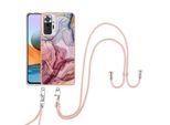 Custodia Con Cinturino Per Xiaomi Redmi Note 10 Pro / Note 10 Pro Max, Bumper In Tpu A Fantasia, Custodia Protettiva Con Cinturino Regolabile Oro Rosa
