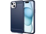 Custodia Per Iphone 15 In Silicone Tpu Morbido, Fibra Di Carbonio, Custodia Protettiva Antiurto Blu
