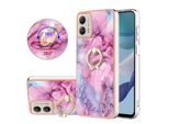 Custodia Per Motorola Moto G53, Custodia Protettiva In Silicone Tpu A Fantasia Con Supporto Ad Anello Rosa