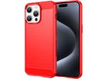 Custodia Per Iphone 15 Pro In Silicone Tpu Morbido, Fibra Di Carbonio, Custodia Protettiva Antiurto Rossa