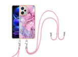 Custodia Con Cinturino Per Xiaomi Redmi Note 12 Pro+, Paraurti In Tpu A Fantasia, Custodia Protettiva Con Cinturino Regolabile Rosa