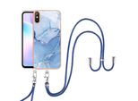 Custodia Con Cinturino Per Xiaomi Redmi 9A, Bumper In Tpu A Fantasia, Custodia Protettiva Con Cinturino Regolabile Blu
