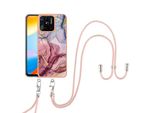 Custodia Con Cinturino Per Xiaomi Redmi 10C, Paraurti In Tpu A Fantasia, Custodia Protettiva Con Cinturino Regolabile Oro Rosa