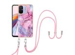 Custodia Con Cinturino Per Xiaomi Redmi 12C, Paraurti In Tpu A Fantasia, Custodia Protettiva Con Cinturino Regolabile Rosa