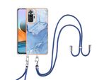 Custodia Con Cinturino Per Xiaomi Redmi Note 10 Pro / Note 10 Pro Max, Paraurti In Tpu A Fantasia, Custodia Protettiva Con Cinturino Regolabile Blu