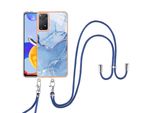 Custodia Con Cinturino Per Xiaomi Redmi Note 11Pro 5G / 4G, Paraurti In Tpu A Fantasia, Custodia Protettiva Con Cinturino Regolabile Blu
