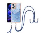 Custodia Con Cinturino Per Xiaomi Redmi Note 12 Pro+, Paraurti In Tpu A Fantasia, Custodia Protettiva Con Cinturino Regolabile Blu