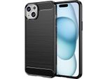 Custodia Per Iphone 15 In Morbido Silicone Tpu, Fibra Di Carbonio, Custodia Protettiva Antiurto Nera