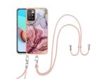 Custodia Con Cinturino Per Xiaomi Redmi 10, Bumper In Tpu A Fantasia, Custodia Protettiva Con Cinturino Regolabile Oro Rosa