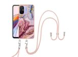 Custodia Con Cinturino Per Xiaomi Redmi 12C, Bumper In Tpu A Fantasia, Custodia Protettiva Con Cinturino Regolabile Rose Gold