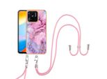Custodia Con Cinturino Per Xiaomi Redmi 10C, Paraurti In Tpu A Fantasia, Custodia Protettiva Con Cinturino Regolabile Rosa