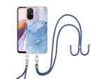 Custodia Con Cinturino Per Xiaomi Redmi 12C, Bumper In Tpu A Fantasia, Custodia Protettiva Con Cinturino Regolabile Blu