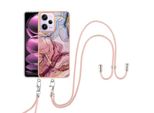 Custodia Con Cinturino Per Xiaomi Poco X5 Pro/Redmi Note 12 Pro 5G, Paraurti In Tpu A Fantasia, Custodia Protettiva Con Cinturino Regolabile Oro Rosa