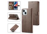 Custodia Per Iphone 14 Plus Custodia Flip In Pelle Con Chiusura Magnetica E Supporto, Custodia Protettiva Marrone