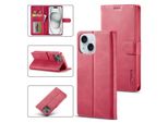 Custodia Per Iphone 15 Custodia Flip In Pelle Con Chiusura Magnetica E Supporto, Custodia Protettiva Rosa Caldo