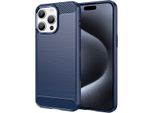 Custodia Per Iphone 15 Pro In Silicone Tpu Morbido, Fibra Di Carbonio, Custodia Protettiva Antiurto Blu