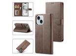 Custodia Per Iphone 15 Custodia Flip In Pelle Con Chiusura Magnetica E Supporto, Custodia Protettiva Marrone