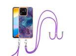 Custodia Con Cinturino Per Xiaomi Redmi 10C, Paraurti In Tpu A Fantasia, Custodia Protettiva Con Cinturino Regolabile Viola