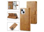 Custodia Per Iphone 15 Custodia Flip In Pelle Con Chiusura Magnetica E Supporto, Custodia Protettiva Giallo