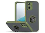 Custodia Per Motorola Moto G54 Traslucida Opaca In Tpu Con Supporto Ad Anello E Supporto Verde Militare