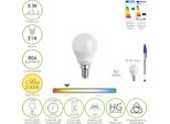 Lampadina A Led Sferica Filettatura E14. 5 Watt. Equivalente A 55 Watt. 806 Lumen. Luce Calda Dimmerabile (3000º K.)