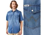 Wrangler 112350572 Camicia Western A Maniche Corte Blu S Uomo Blu S