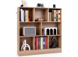 Libreria Costway Con 8 Scomparti, Scaffale In Piedi A 3 Livelli, Scaffale A Cubo, Scaffale Per Ufficio, Scaffale Portaoggetti 100 X 24 X 104 Cm (Naturale)