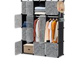 Aopunly Sistema Di Scaffalatura Guardaroba Fai Da Te Scarpiera 12 Cubi Di Plastica Appendiabiti, 140X105X35Cm Bianco E Nero