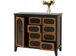 Cassettiera HWC-O63, Mobile Cassettiera Portaoggetti Vintage Shabby Industrial, Legno Metallo 80X91X40Cm ~ Corpo Nero