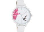 Quarzuhr OOZOO, weiß, Armbanduhren, Damen, Quarzuhr, Armbanduhr, Damenuhr, Lederarmband, Kolibri