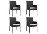Vidaxl Sedie Da Giardino Con Cuscini 4 Pz. Poli Rattan Nero