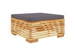 Sgabello Da Giardino Con Cuscini Grigio Scuro In Teak Massiccio