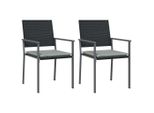Vidaxl Sedie Da Giardino Con Cuscino 2 Pezzi Nero 54X62,5X89Cm Poly Rattan