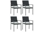 Vidaxl Sedie Da Giardino Con Cuscini 4 Pezzi Nero 54X62,5X89Cm Poly Rattan