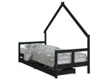 Vidaxl Letto Per Bambini Con Cassetti Nero 80X200 Cm In Legno Di Pino Massiccio
