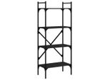 Libreria 4 Scomparti Nero 56X31,5X138,5 Cm Materiale A Base Di Legno