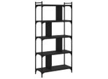 Libreria 5 Ripiani Nero 76X32X158 Cm Materiale A Base Di Legno