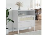 Vidaxl Credenza Senja In Rattan Bianco 80X40X80 Cm In Legno Di Pino