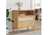 Vidaxl Credenza Senja In Rattan Marrone 80X40X80 Cm In Legno Di Pino