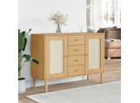 Vidaxl Credenza Senja Rattan Look Marrone 112X40X80 Cm Legno Di Pino