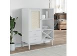 Vidaxl Credenza Senja In Rattan Bianco 90X40X112 Cm In Legno Di Pino