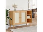Vidaxl Credenza Senja Rattan Look Marrone 112X40X80 Cm Legno Di Pino